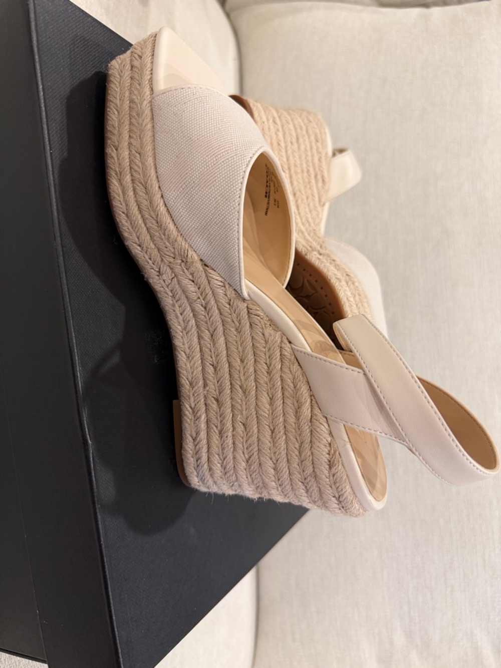 Coach Cream Espadrille Wedge Sandals with Ankle Strap - Picture 9 of 10